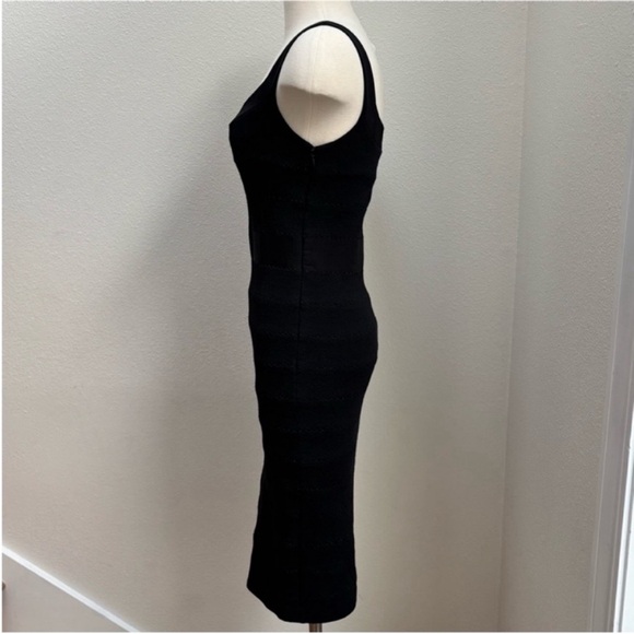 Diane Von Furstenberg Dress Dvf Midi Designer Stitches Bodycon Wool Black Size 6 - Picture 3 of 16